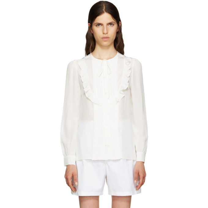 Miu Miu White Ruffle Blouse Miu Miu