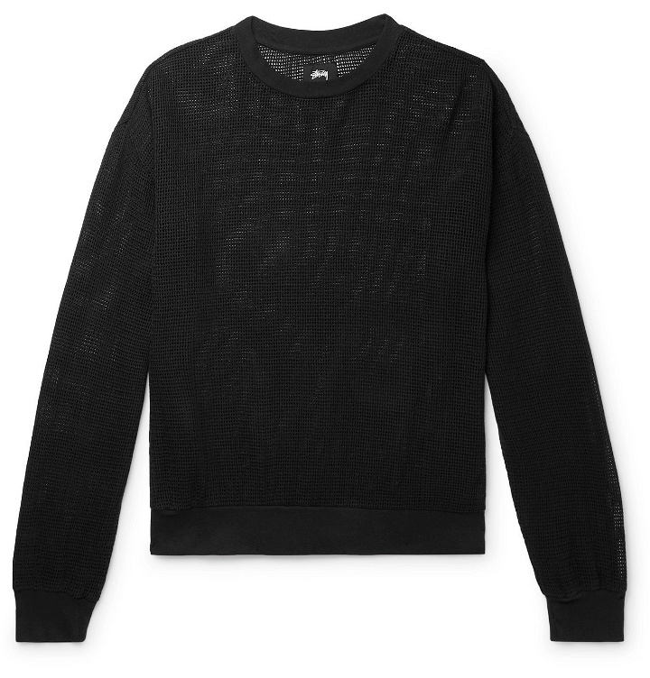 Photo: Stüssy - Pigment-Dyed Cotton-Mesh Sweatshirt - Black