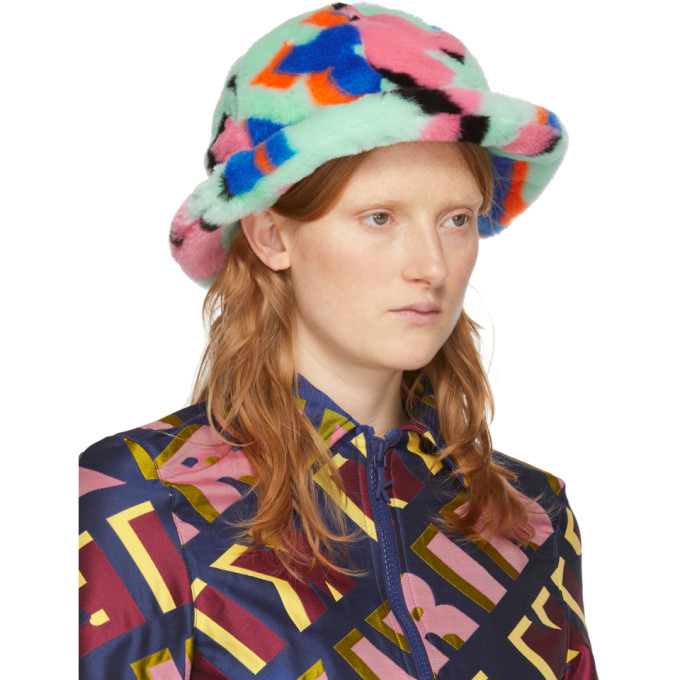 Kirin Green Faux-Fur Cloche Hat