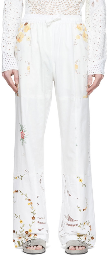 Photo: Marine Serre White Cotton Lounge Pants