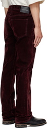 COÛT DE LA LIBERTÉ Burgundy Rafa Stretch Suede Denim Straight Leg Jeans