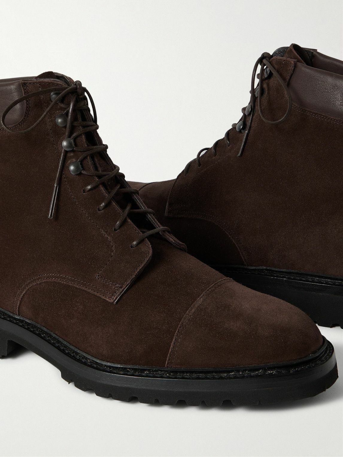George Cleverley - Taron Leather-Trimmed Suede Boots - Brown George ...
