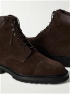 George Cleverley - Taron Leather-Trimmed Suede Boots - Brown