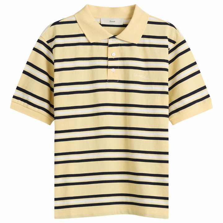 Photo: DUNST Women's Striped Polo Shirt in Lemon Stripe