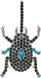 Collina Strada SSENSE Exclusive Silver Rhinestones Beetle & Fire Earrings
