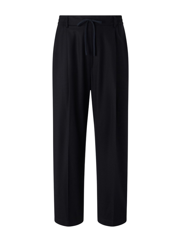 Photo: Barena - Mado Wide-Leg Wool-Blend Drawstring Trousers - Black