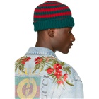 Gucci Red and Green Striped Wool Beanie