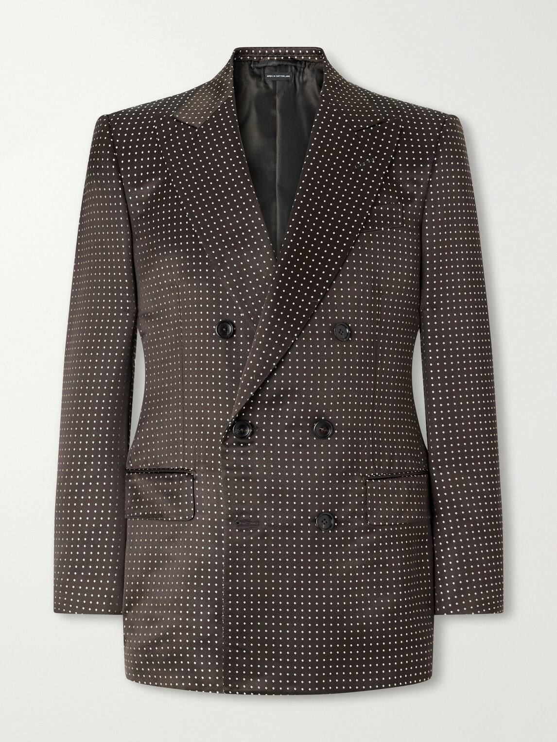 TOM FORD - Double-Breasted Polka-Dot Silk-Satin Tuxedo Jacket - Brown