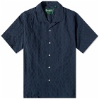 Gitman Vintage Men's Japanese Ripple Jacquard Camp Collar Shirt in Navy