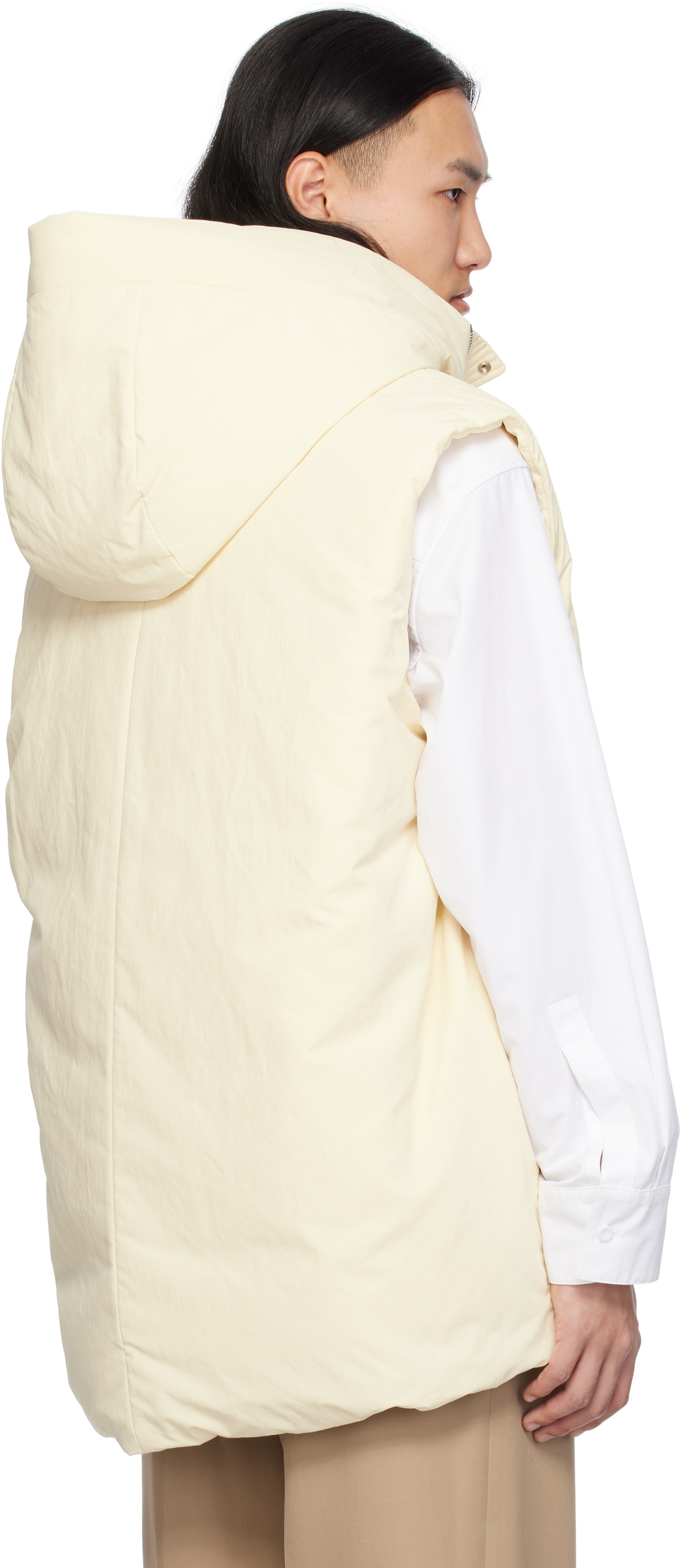 Jil Sander Beige Medium Fill Down Vest Jil Sander