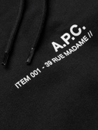 A.P.C. - Logo-Print Fleece-Back Cotton-Jersey Hoodie - Black