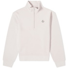 Moncler Men's Badge Logo Quarter Zip Sweat in Lilac