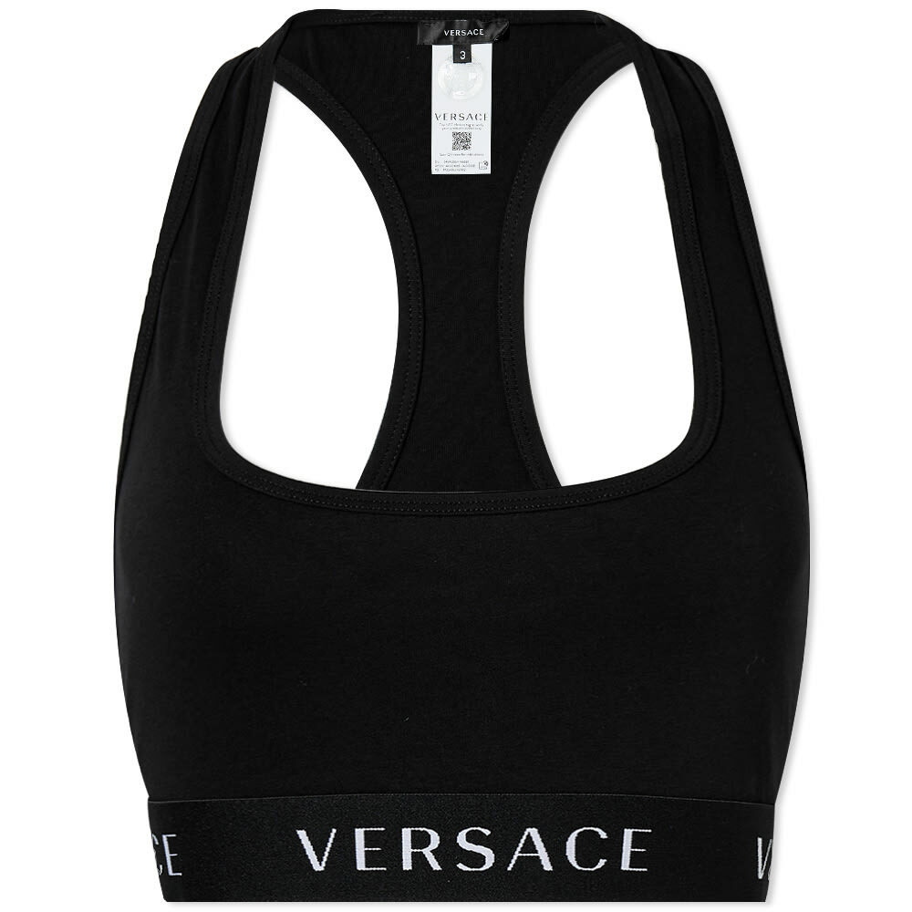 Versace - Greca Trim Sports Bra in Black Versace