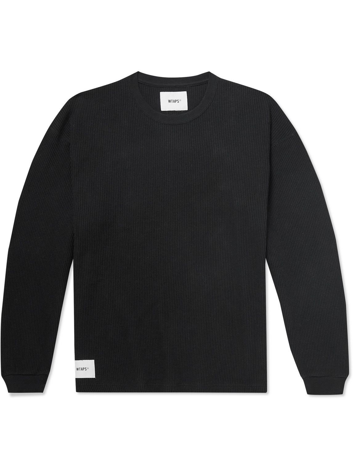 WTAPS - Logo-Appliquéd Waffle-Knit Cotton T-Shirt - Black WTAPS