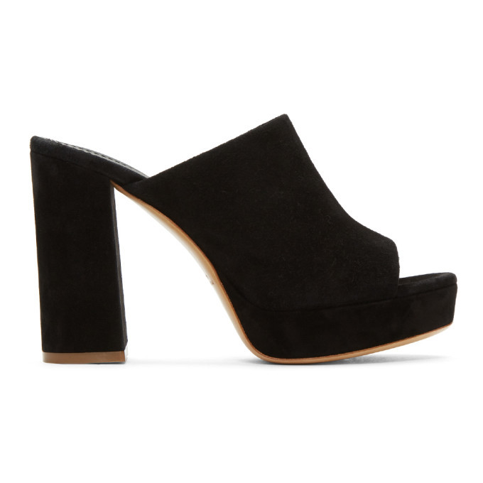 Mansur Gavriel Black Suede Platform Mules Mansur Gavriel