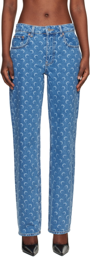 Photo: Marine Serre Blue Moon Laser Straight Jeans