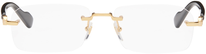 Photo: Gucci Gold & Black Rectangular Glasses