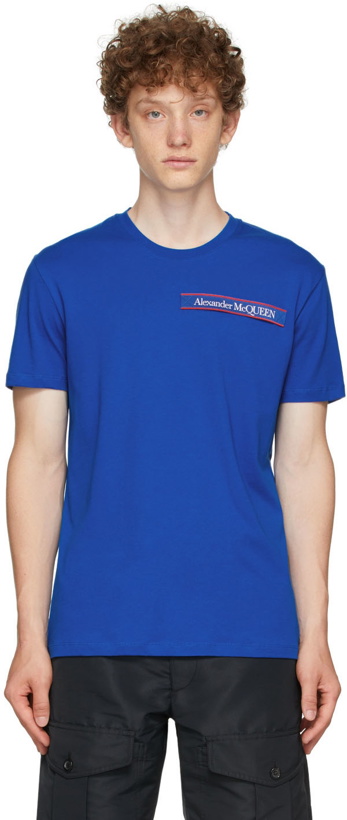 Photo: Alexander McQueen Blue Selvedge Logo Tape T-Shirt