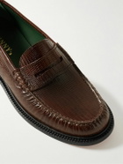 VINNY's - Yardee Lizard-Effect Leather Penny Loafers - Brown