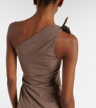 Coperni Floral-appliqué one-shoulder jersey cocktail dress