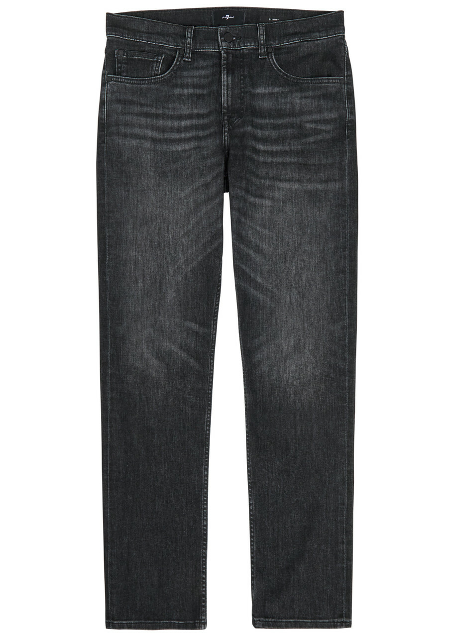 7 For All Mankind Slimmy Tapered-leg Jeans Black