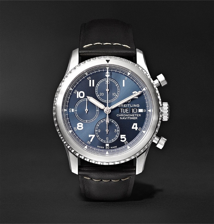 Photo: Breitling - Navitimer 8 Automatic Chronograph 43mm Steel and Leather Watch - Black