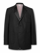 Thom Browne - Oversized Satin-Trimmed Wool and Mohair-Blend Blazer - Black