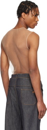 Courrèges Beige & Gray Illusion Square Denim Tank Top