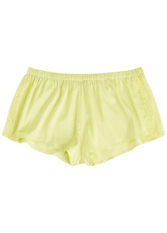 Photo: Simone PÉRÈLE Satin Secrets Lace-trim Satin Pyjama Shorts Yellow