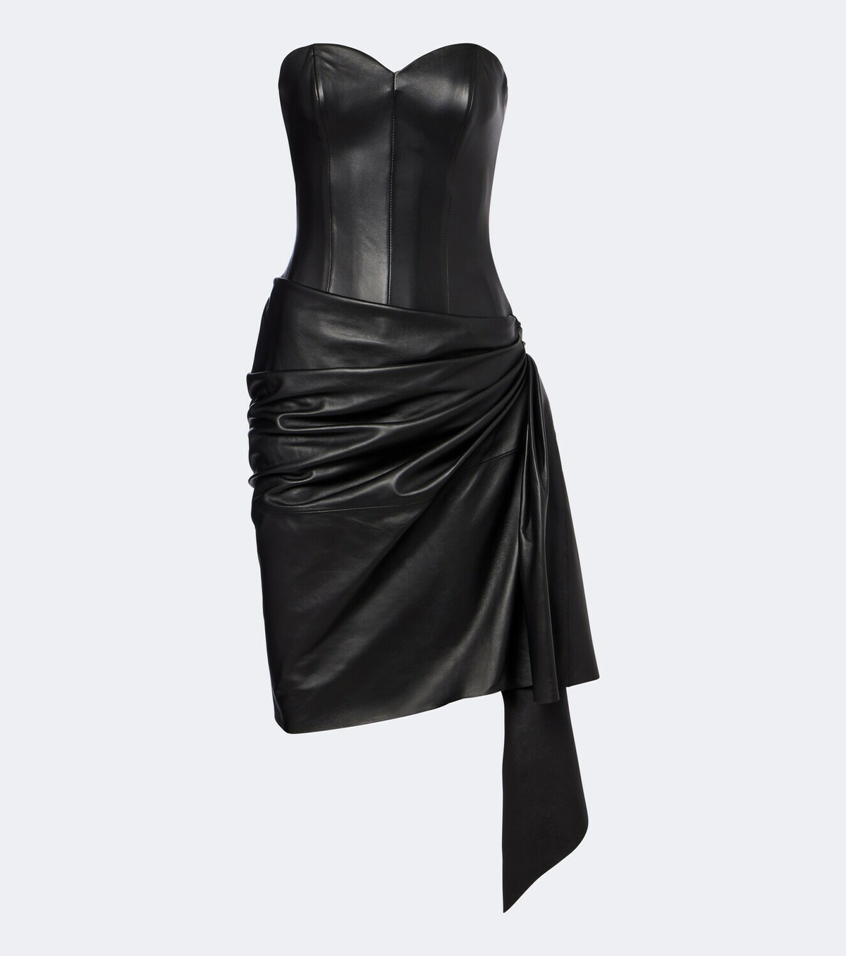 Alex Perry Draped leather corset dress