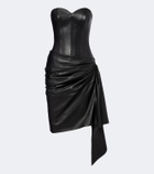 Alex Perry Draped leather corset dress
