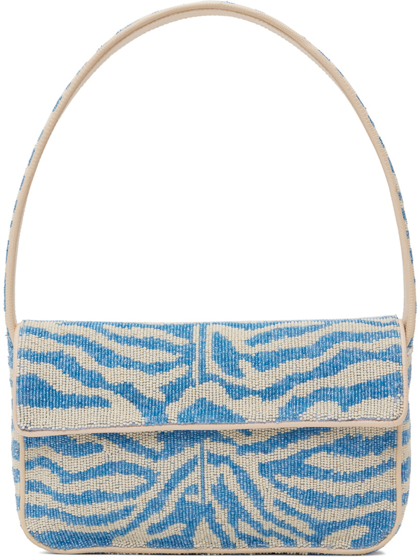 Staud Off-White & Blue Tommy Beaded Bag Staud