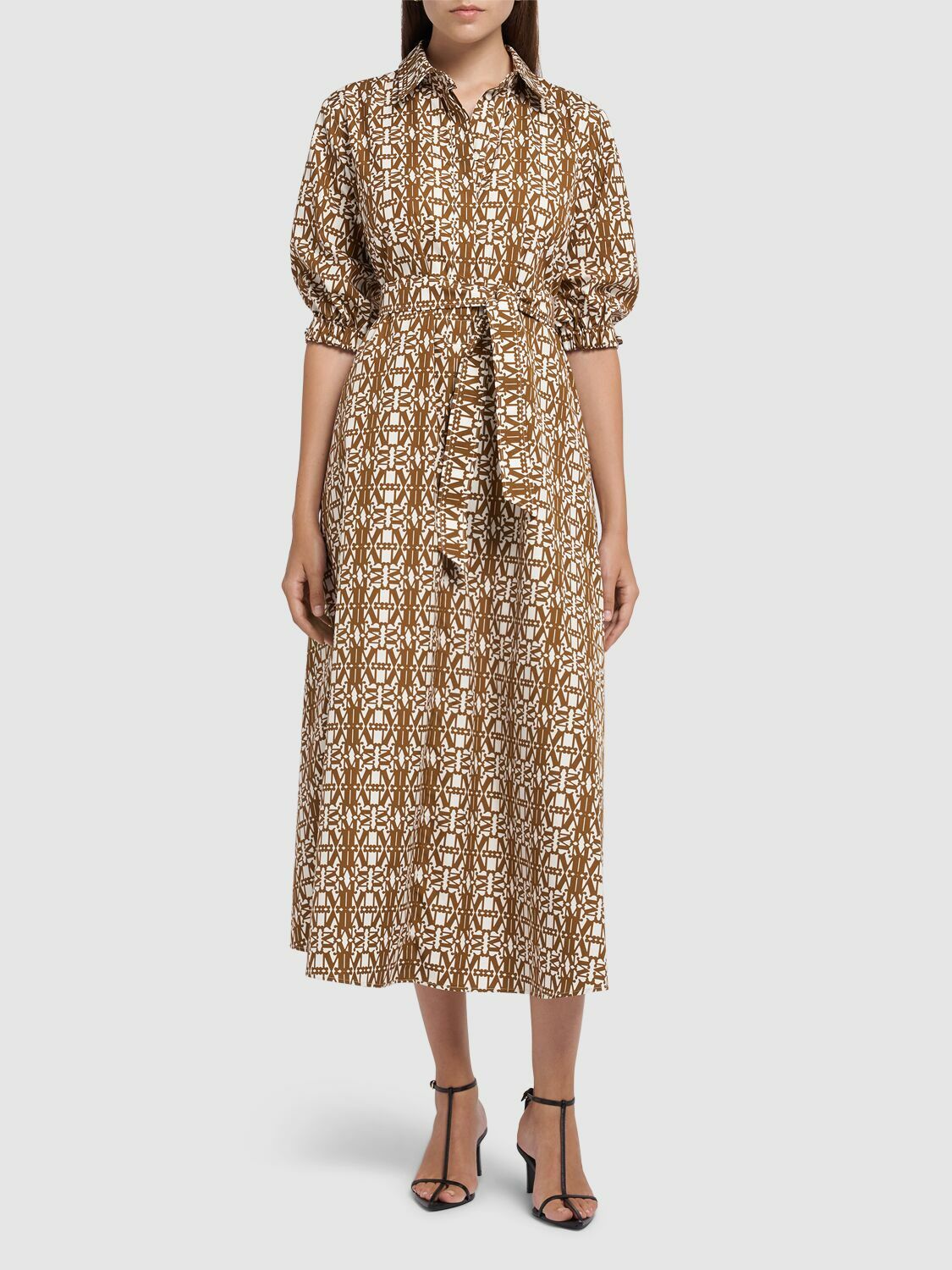 【送料&関税込】Max Mara Allover Patterned Longsleeved Dress MAX MARA Luxgi Printed Poplin Long Dress Max Mara