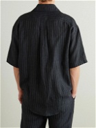 Miles Leon - Zen Oversized Pinstriped Linen Shirt - Blue