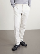 Slowear - Tapered Pleated Stretch-Cotton and Linen-Blend Gabardine Trousers - White