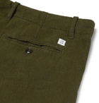MAN 1924 - Tomi Slim-Fit Tapered Linen Drawstring Trousers - Army green