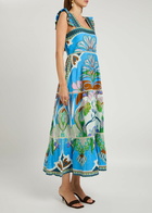 Lug Von Siga Sybill Linen Midi Dress Blue