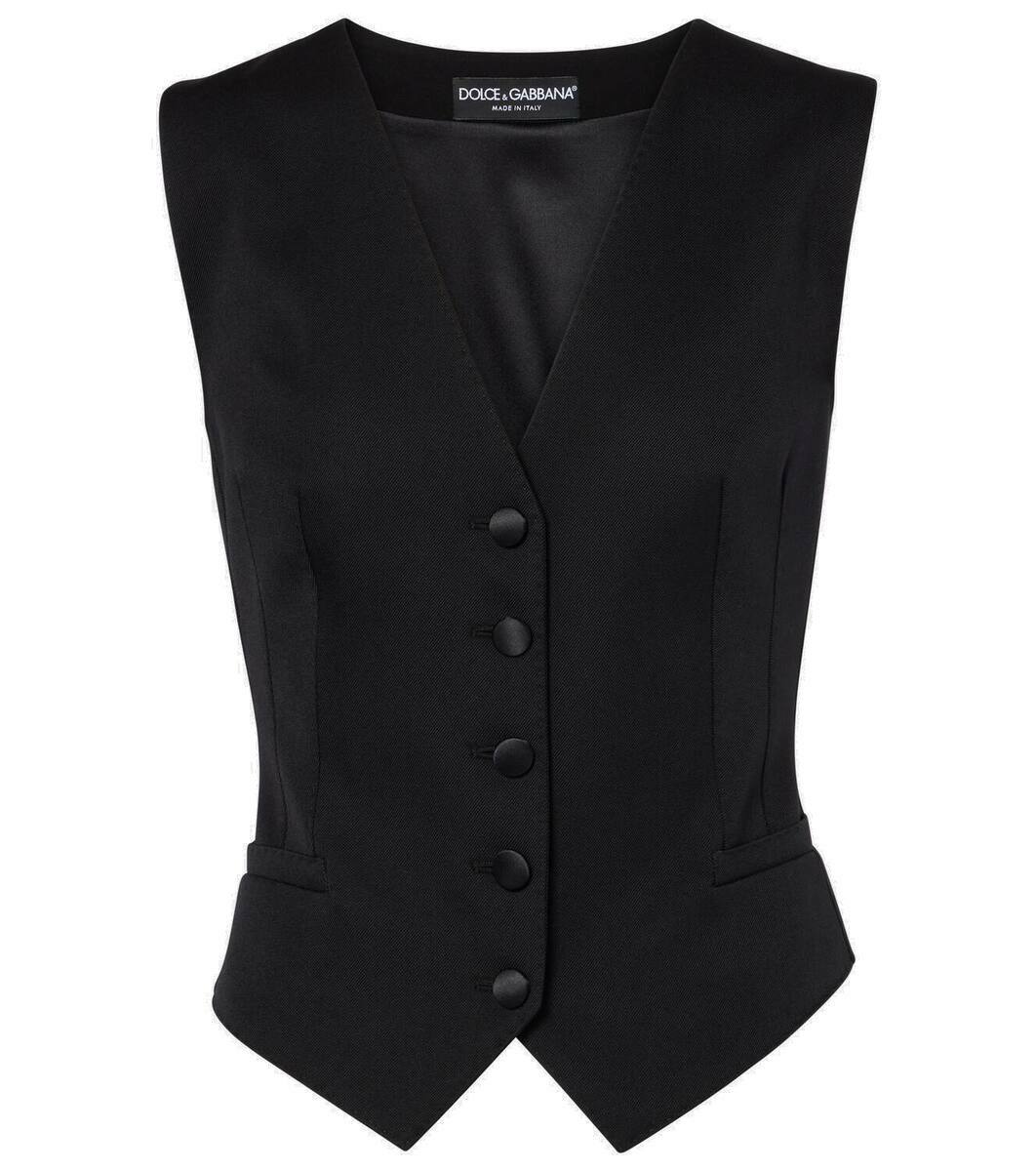 Dolce & Gabbana Gray Striped Wool Logo Vest Gilet Weste main image 1