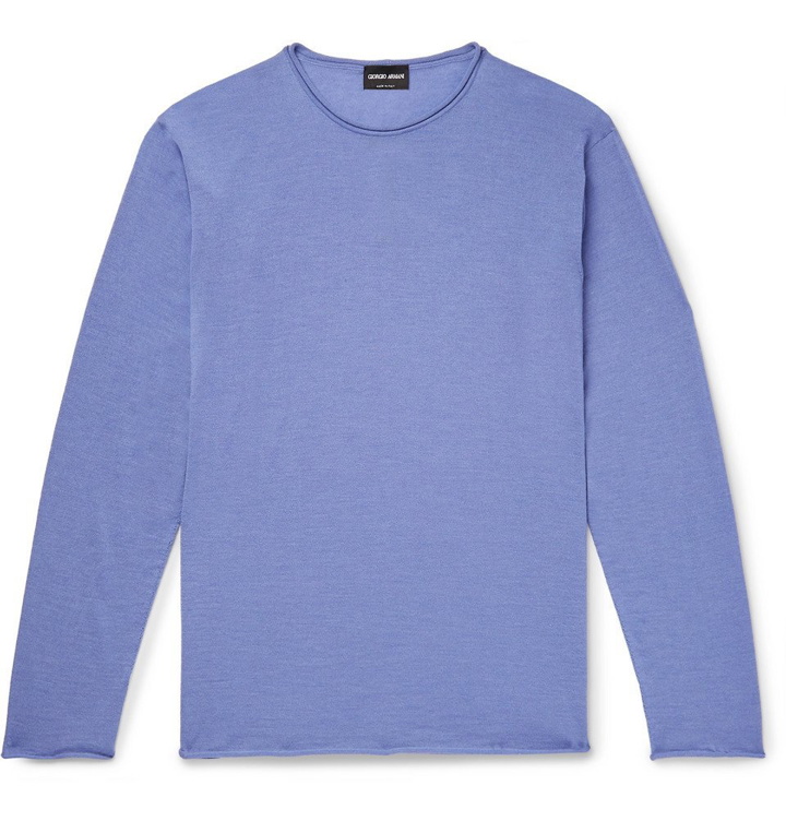 Photo: Giorgio Armani - Cashmere and Silk-Blend Sweater - Blue