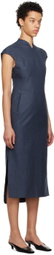 Mame Kurogouchi Navy Geometric Midi Dress