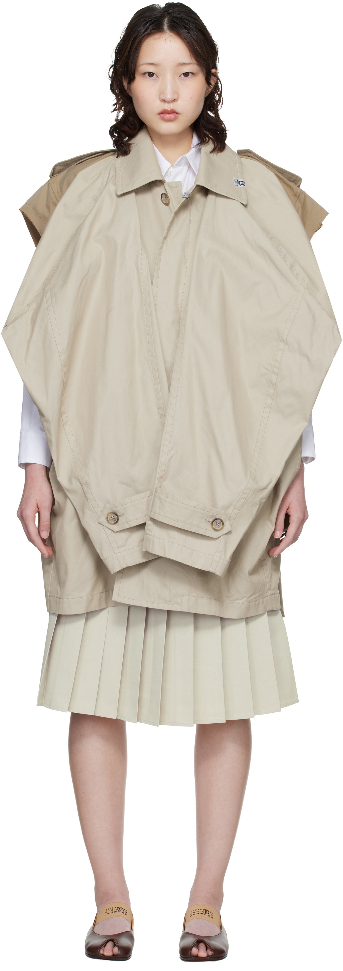 Maison MIHARA YASUHIRO Beige Vest Combined Balmacaan Trench Coat