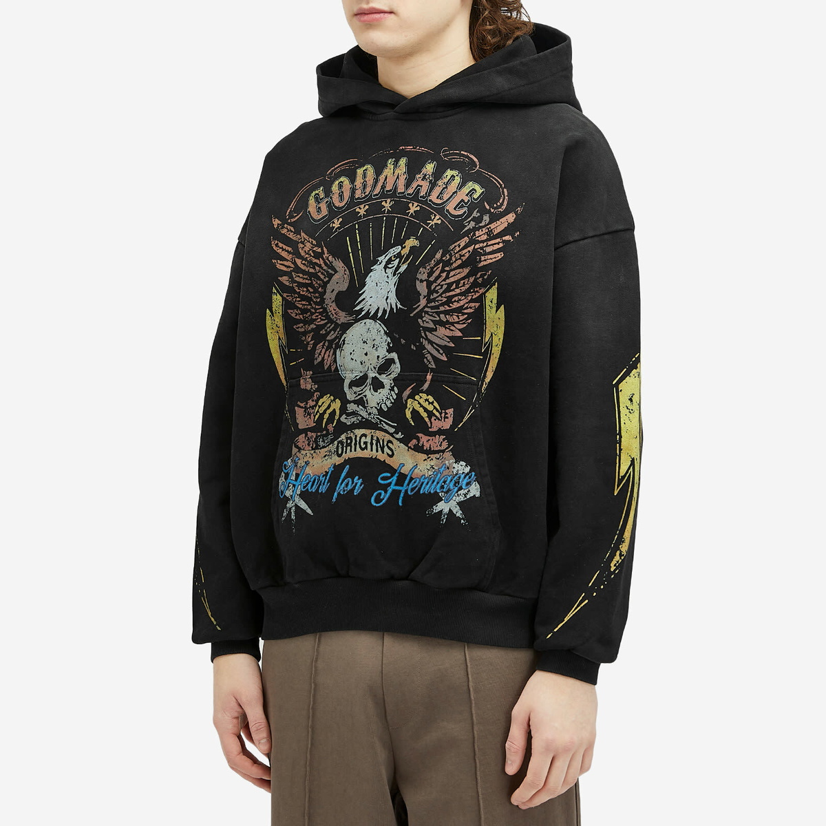 God Made Men's Origins Hoodie in Washed Black