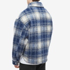 Cole Buxton Men's Flannel Overshirt in Blue/Grey