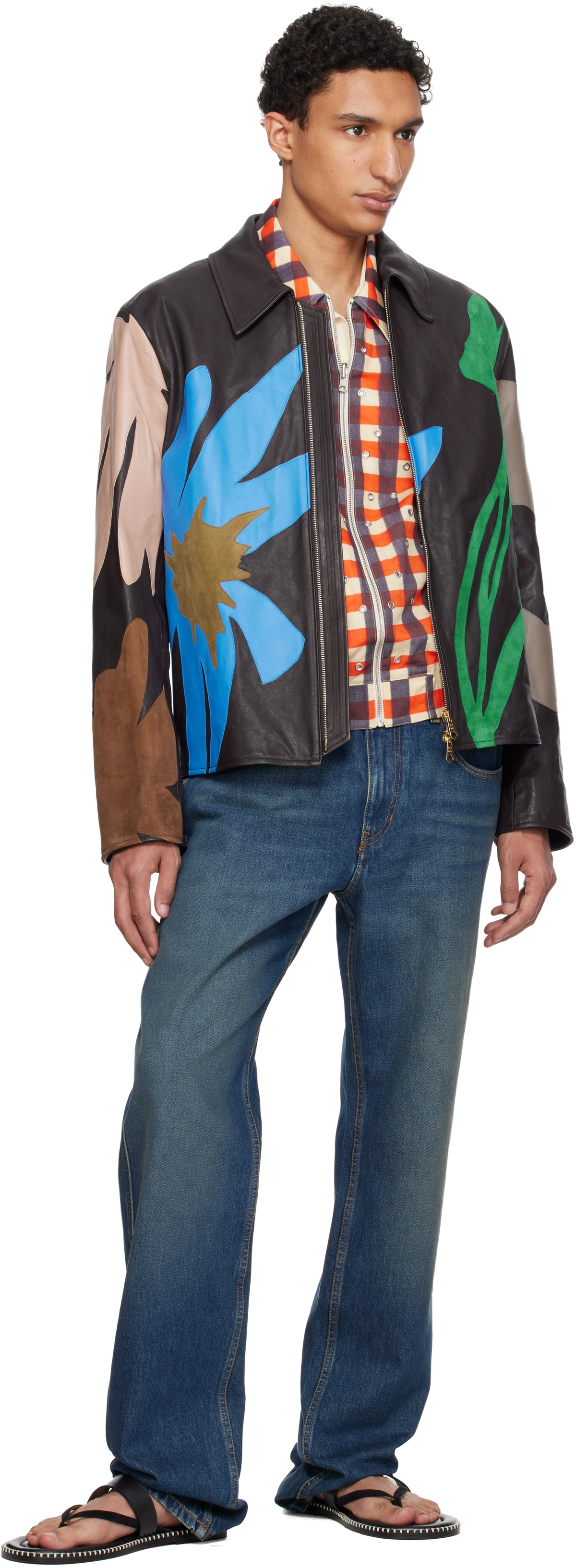 Paul Smith Multicolor Floral Soft Lamb Leather Jacket