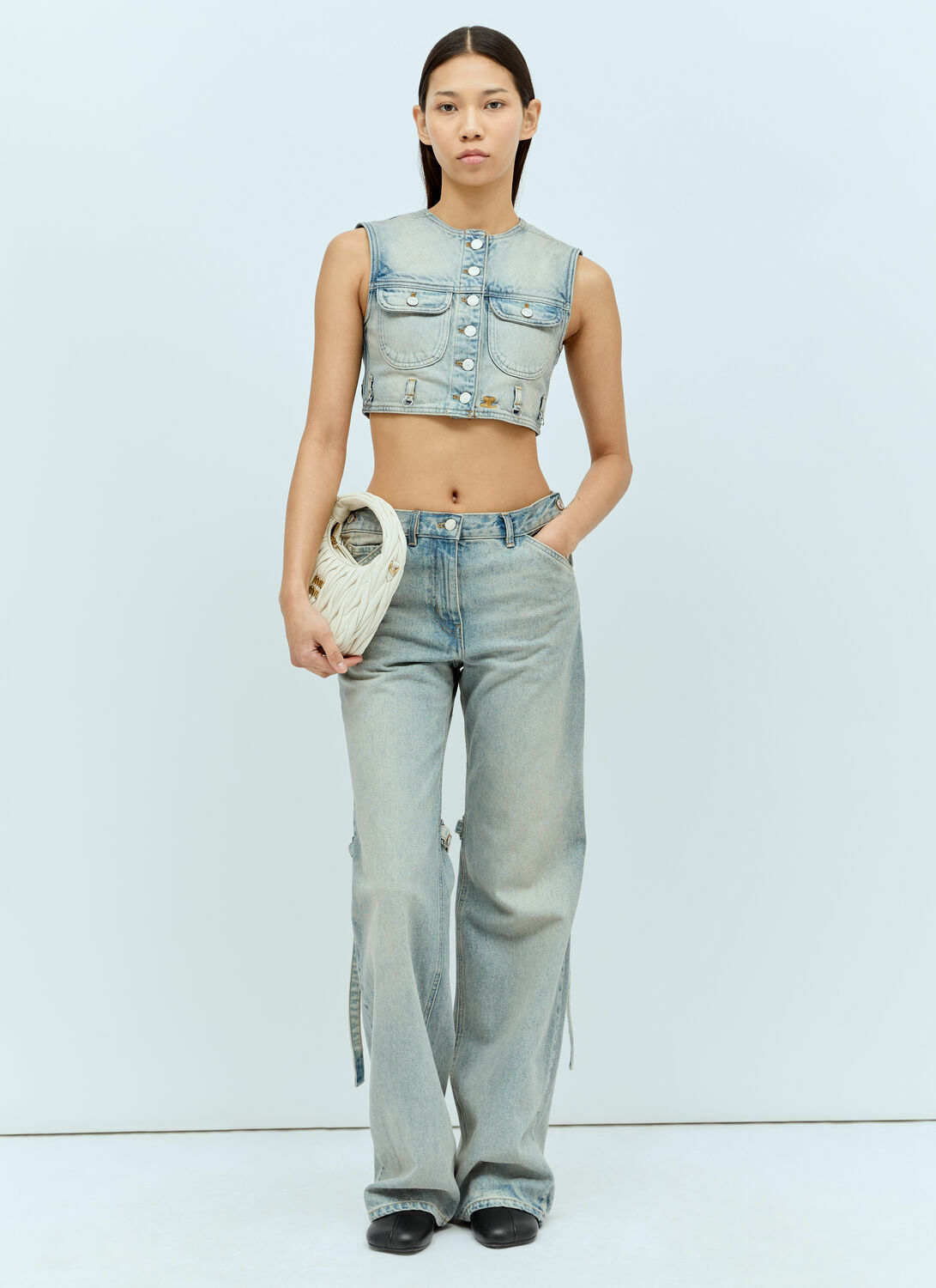 Courrèges Denim Crop Vest