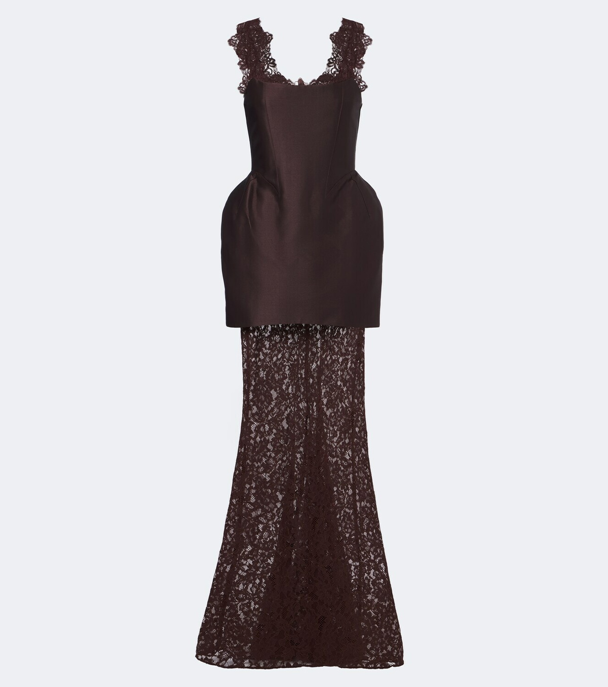 De La Vali Hecate lace and twill bustier gown