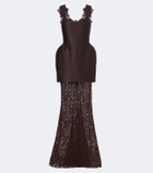 De La Vali Hecate lace and twill bustier gown