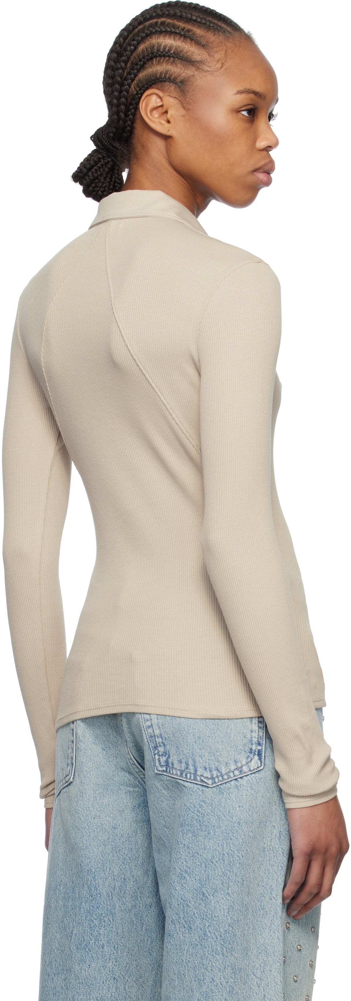rag & bone Taupe Essential Rib Button Polo Rag and Bone