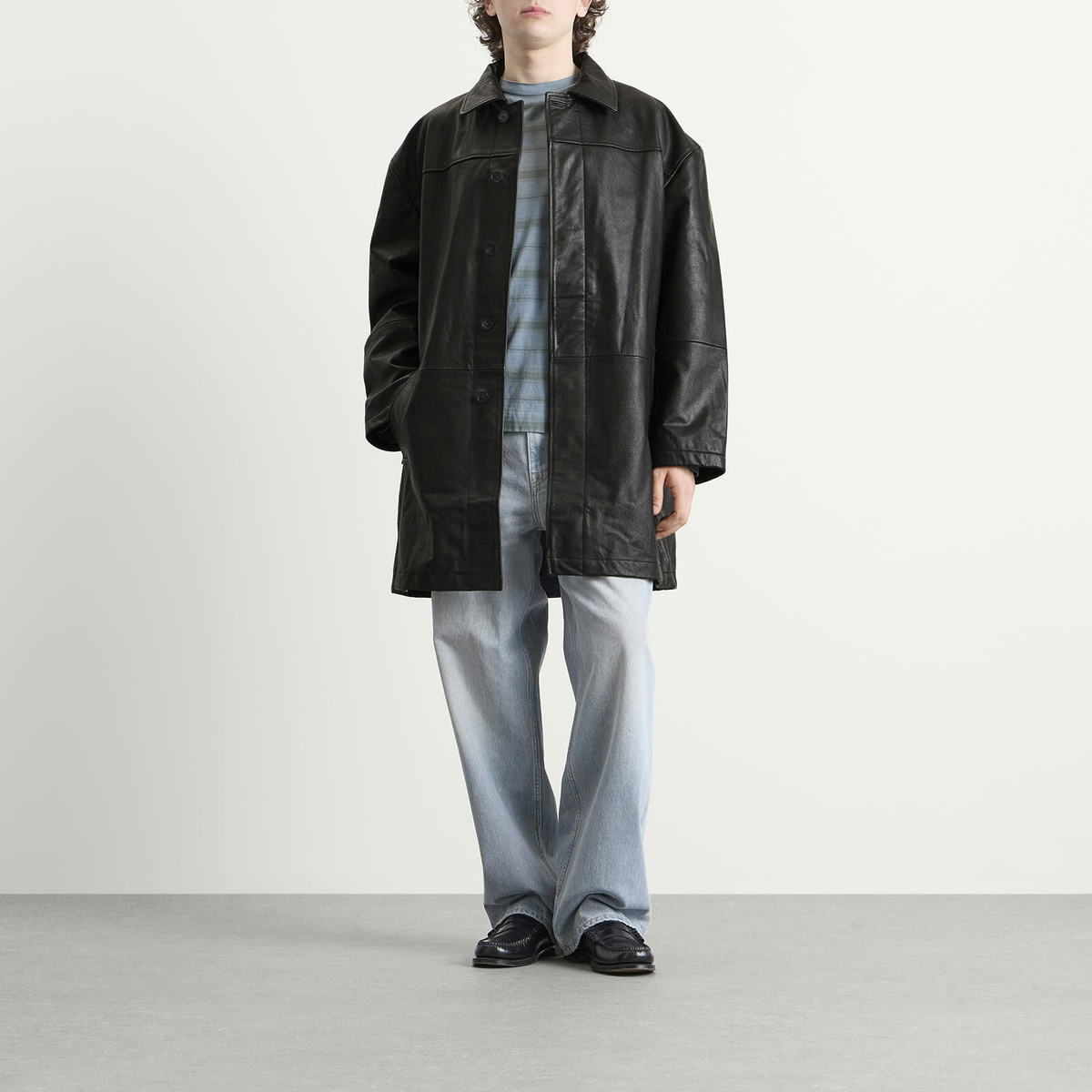 Deadwood Men's Bloke Leather Car Coat in Black