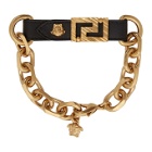 Versace Gold Leather Strap Bracelet